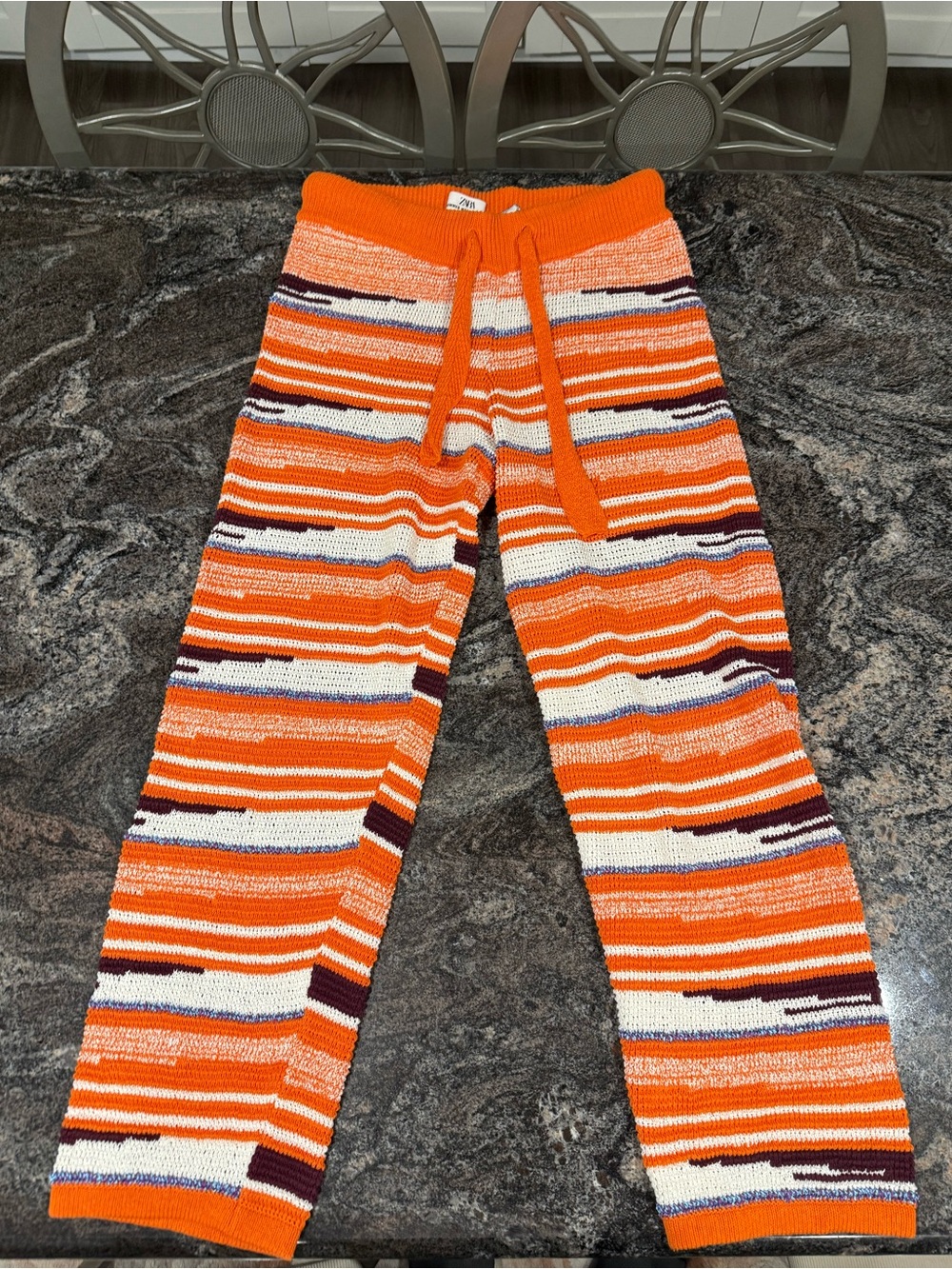 Zara Orange Striped Knit Pants